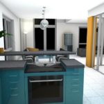 kitchen, dining room, rendering